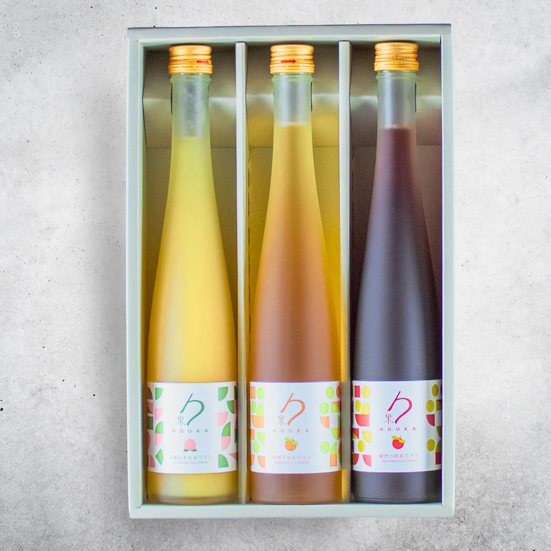 勹果（ほうか）375ml 桃梅３本セット【梅(赤ワイン)・梅(白ワイン)・もも】【ギフト箱付き】