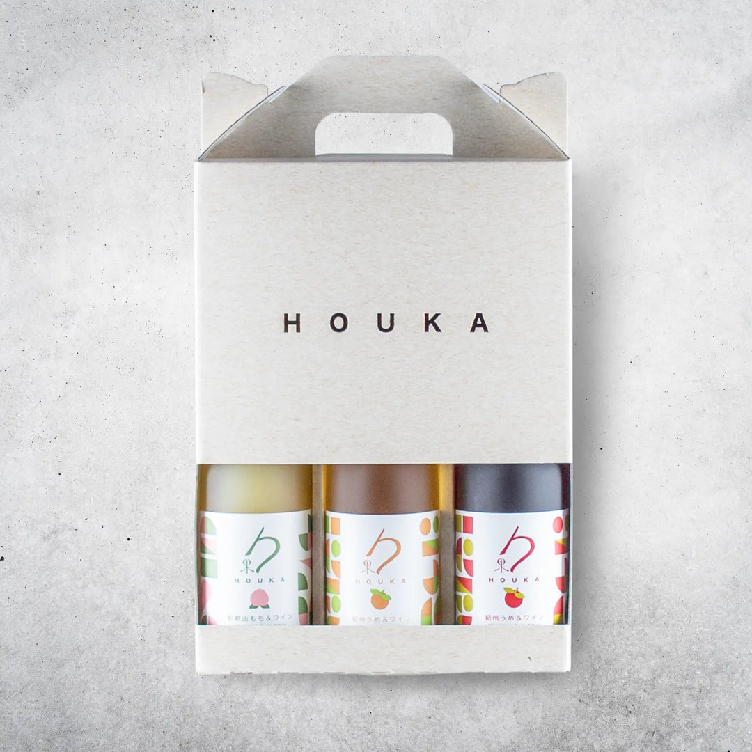 勹果（ほうか）180ml 桃梅３本セット【紀州うめ(赤ワイン)・紀州うめ(白ワイン)・和歌山もも】